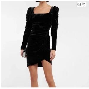 Flawed Veronica Beard Womens 4 Toki Mini Dress Velvet Party Puff Sleeve Luxury